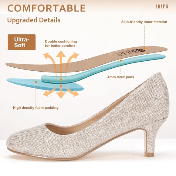 Women’s Size 12 Sparkly Gold Pumps by IDIFU – New, Elegant Party Heels - Picture 2 of 7